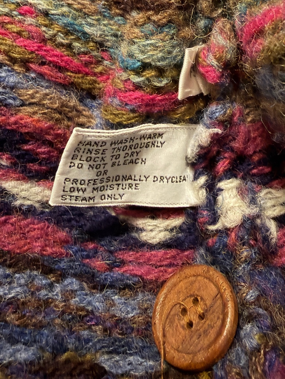 Vintage L.L. Bean 100% Wool Fair Isle Button Cardigan Sweater - Picture 5 of 8